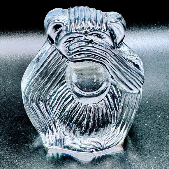 Viking Glass See No Evil Monkey Clear Satin Handmade Paperweight USA Figurine - Picture 5 of 5